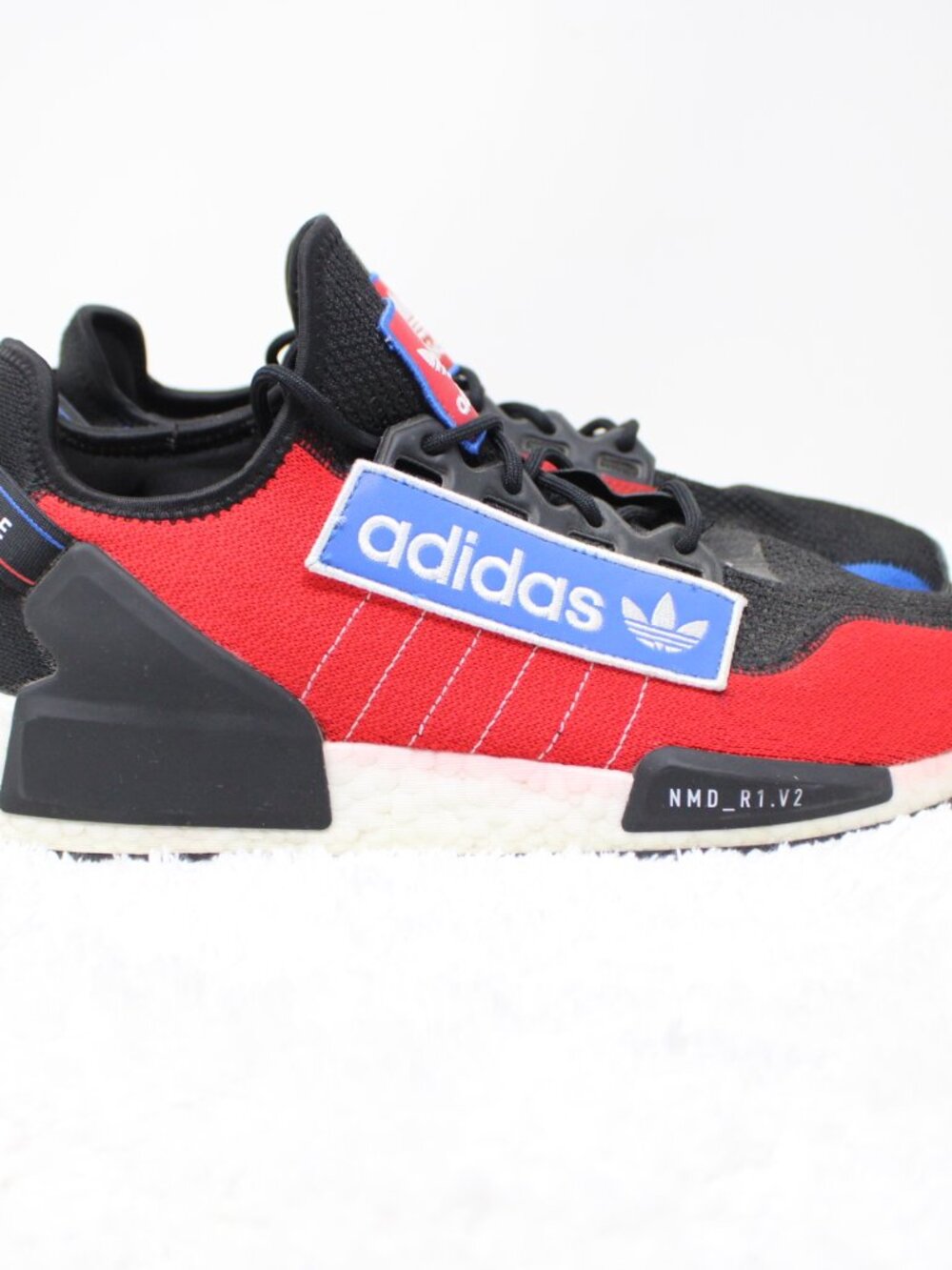 Adidas Shoes Mens 13 NMD_R1 V2 “Logo Patch” Team Power Black/Blue/Red/White